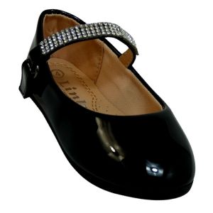 15178 CHILDREN'S CLOSED TOE DRESS FLAT WITH RHINESTONE BUCKLE